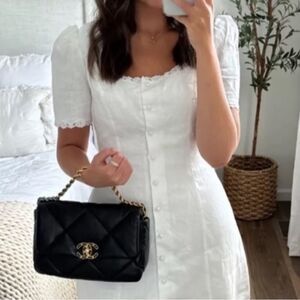 Reformation Alida Dress White Cotton Button Up Midi 12